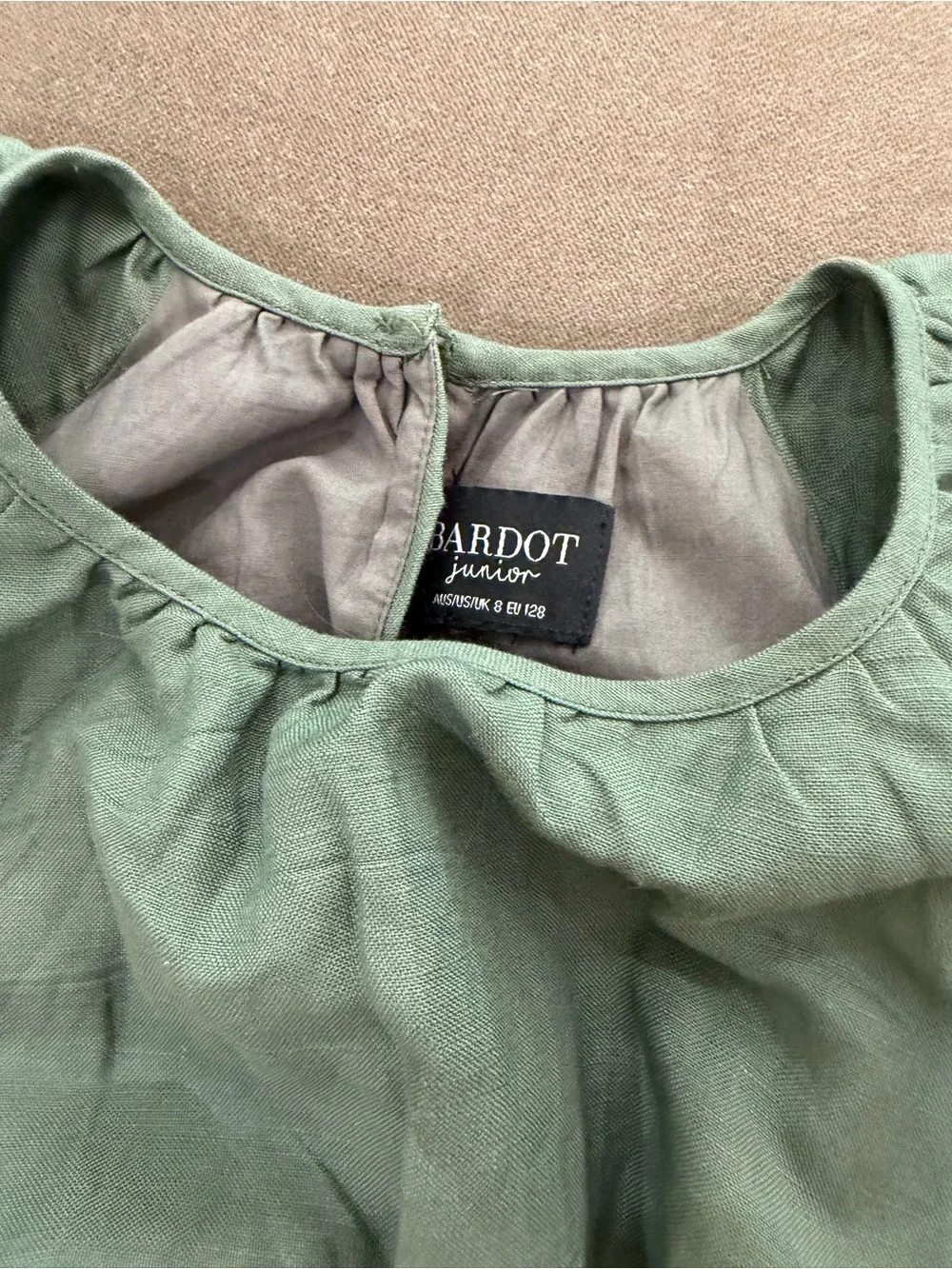 Bardot Olive Green Tie-Waist Cotton Dress